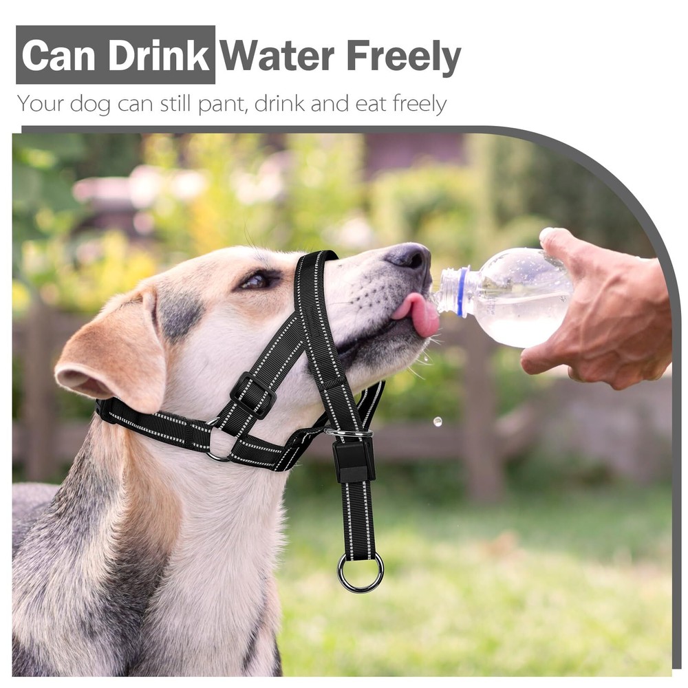 No-Pull Dog Head Halter - Adjustable Dog Muzzle Leash Padded Head Collar for ...