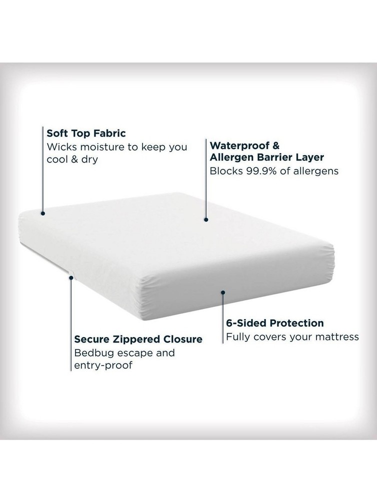 Allerease Full Maximum Waterproof Allergy Bed Bug Mattress Protector White NEW
