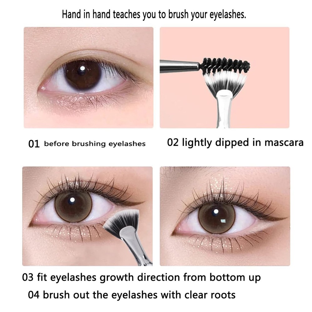 Fan Mascara Brushes Eyelash Eyebrow, 2Pcs Black Makeup Tools