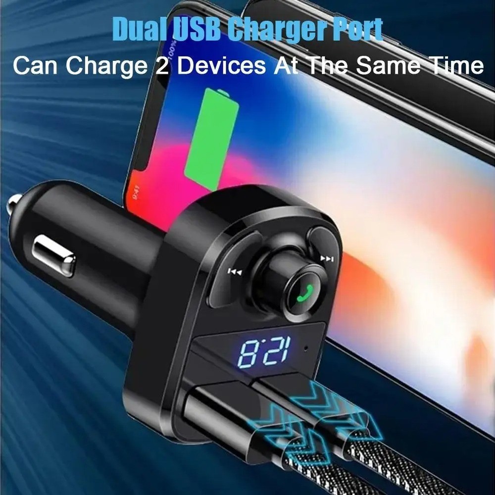 In Car Bluetooth FM Transmitter Radio MP3 Wireless Adapter Car Kit USB Charger 2