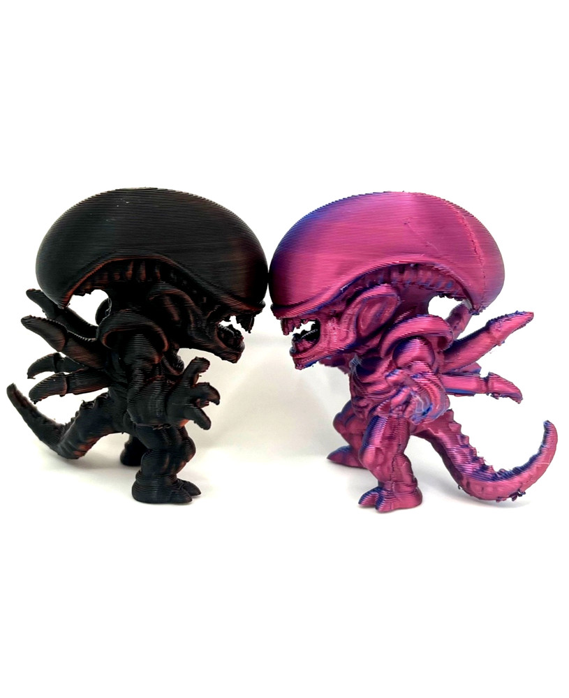 Set of 2 Aliens - Multicolor Gradient 3D Printed 2.5" Alien Pal Sci Fi Figures