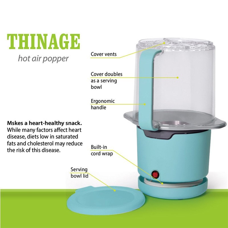 8-Cup Capacity Blue Air Popcorn Maker