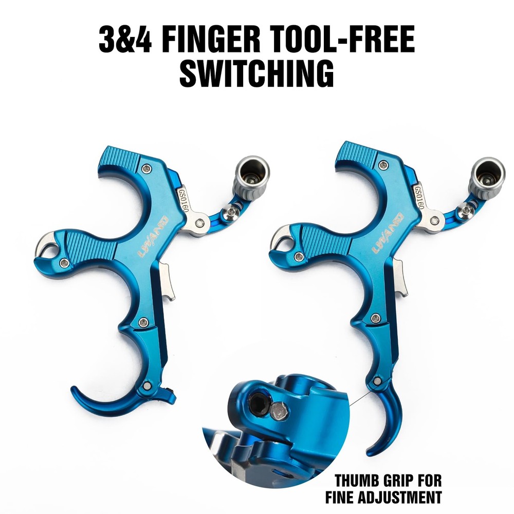 Thumb Bow Release - 3&4 Finger Adjustable Archery Compound Bow Release Aid, w...