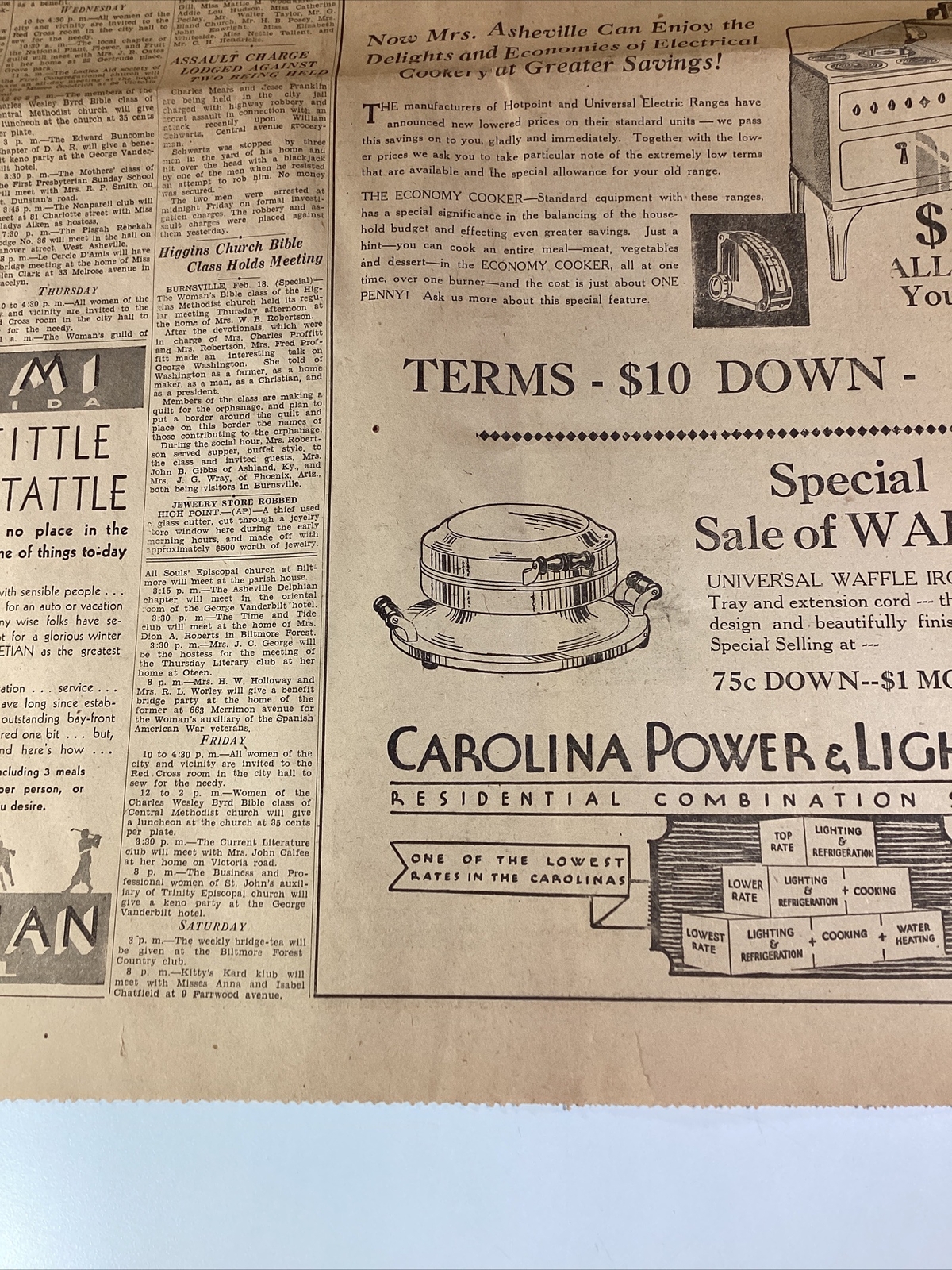 Ashville NC Newspaper Feb 19, 1933 Great Ads Women Miami Columns Carolina Power