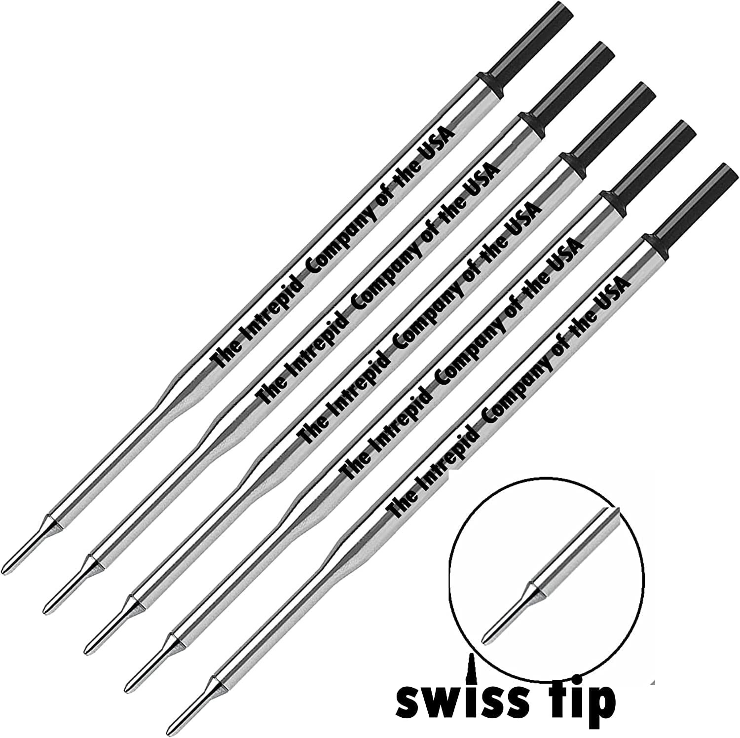 Genuine Black Intrepid Medium point Refills for PhD Papermate Lubriglide Aspire.
