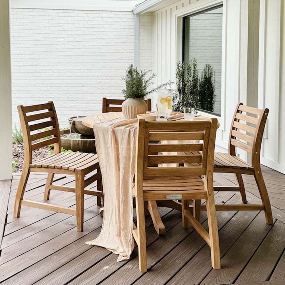 Ash & Ember Grade A Teak 42" Round Dining Table, Weather-Resistant