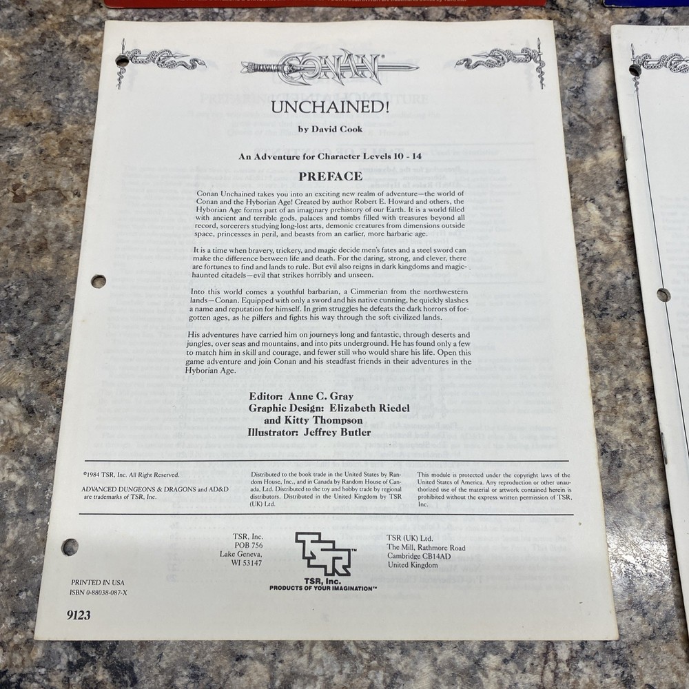 AD&D 1st Edition CB1 CB2 Conan Module Set Complete Unchained! Against Darkness!
