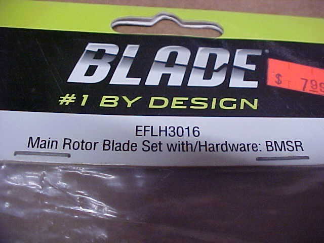 BLADE EFLH3016 = MAIN ROTOR BLADE SET W/HARDWARE: BMSR