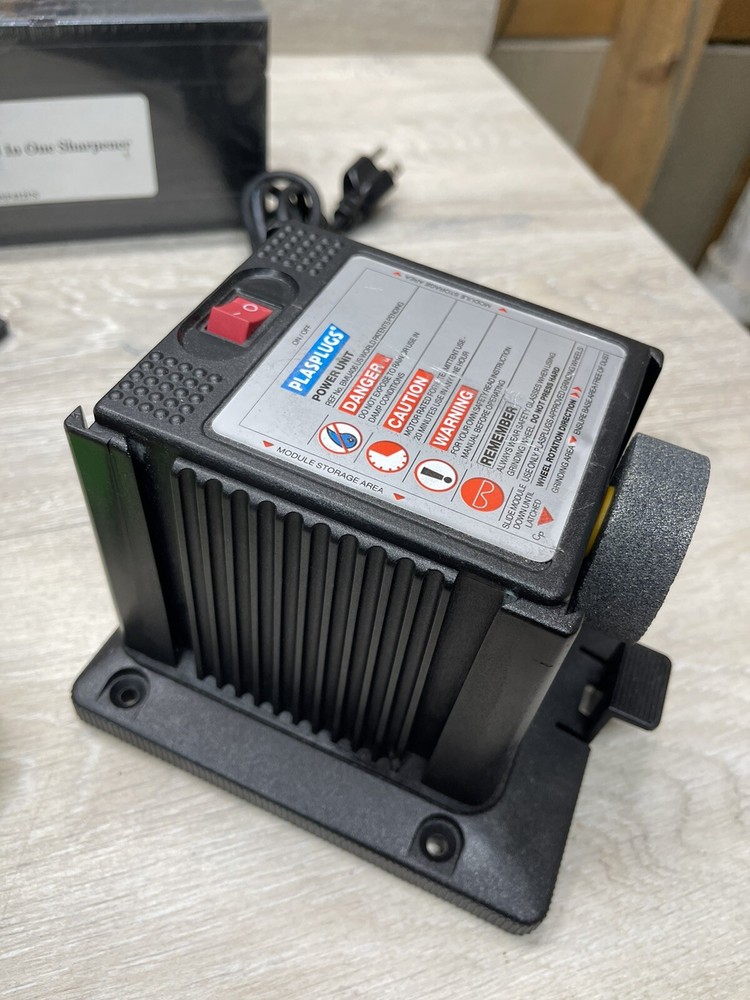 PLASPLUGS 4 in One Sharpener - Chisel Masonry Drill Knife Scissor