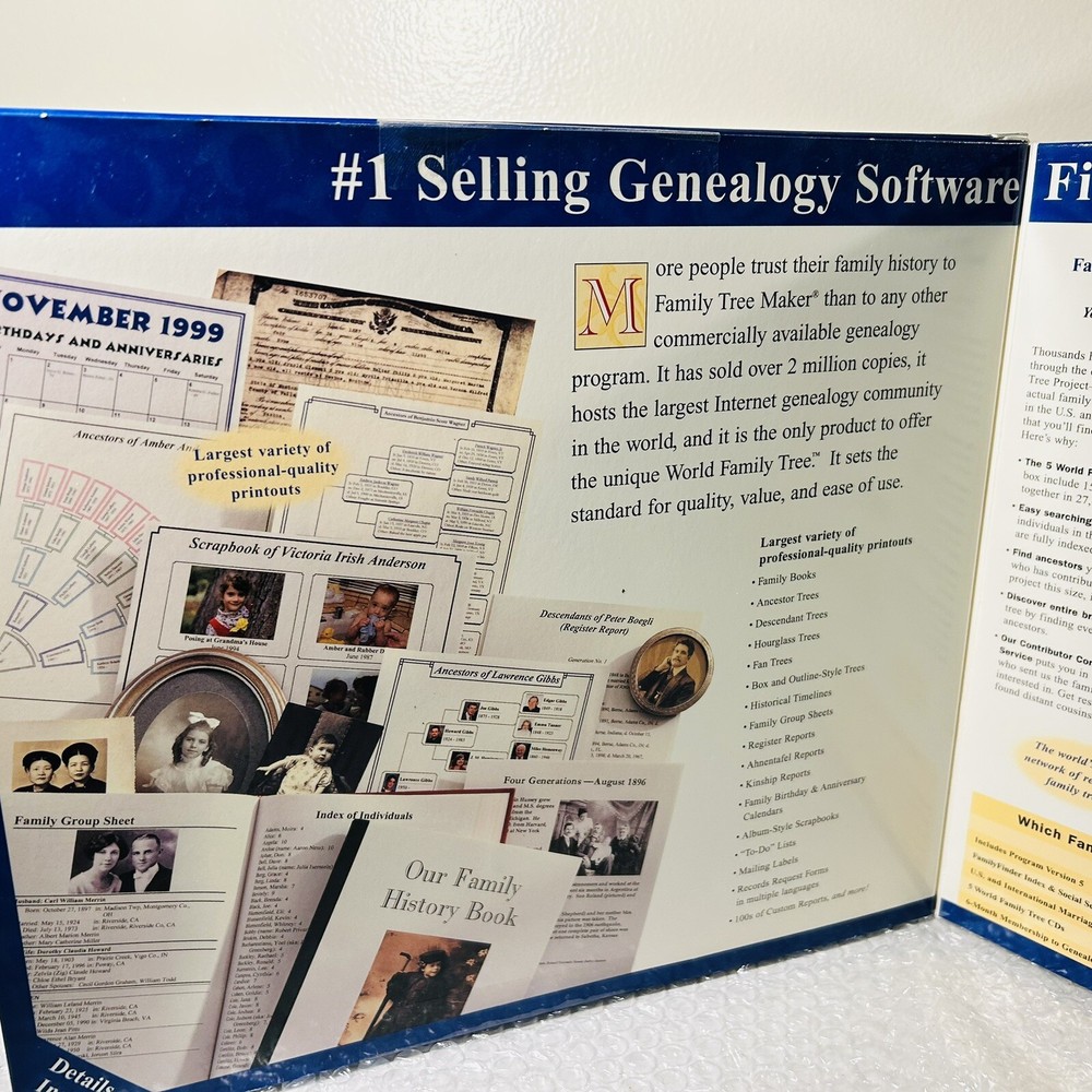 Family Tree Maker Version 5 10-CD Gift Set PC WIN 95/98 Broderbund NEW Open Box
