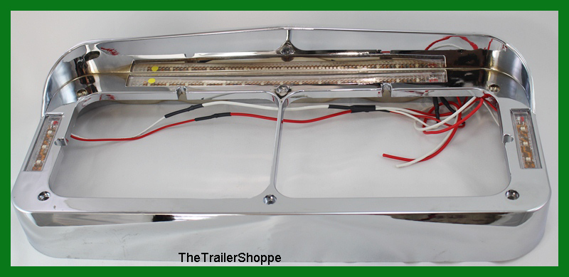 Headlight Bezel With Visor Rectangular Dual Lights 21 Amber LED Clear Lens