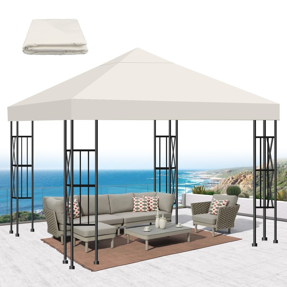 10x10 Gazebo Canopy Replacement Top, 300D High-Density Waterproof Single Laye...