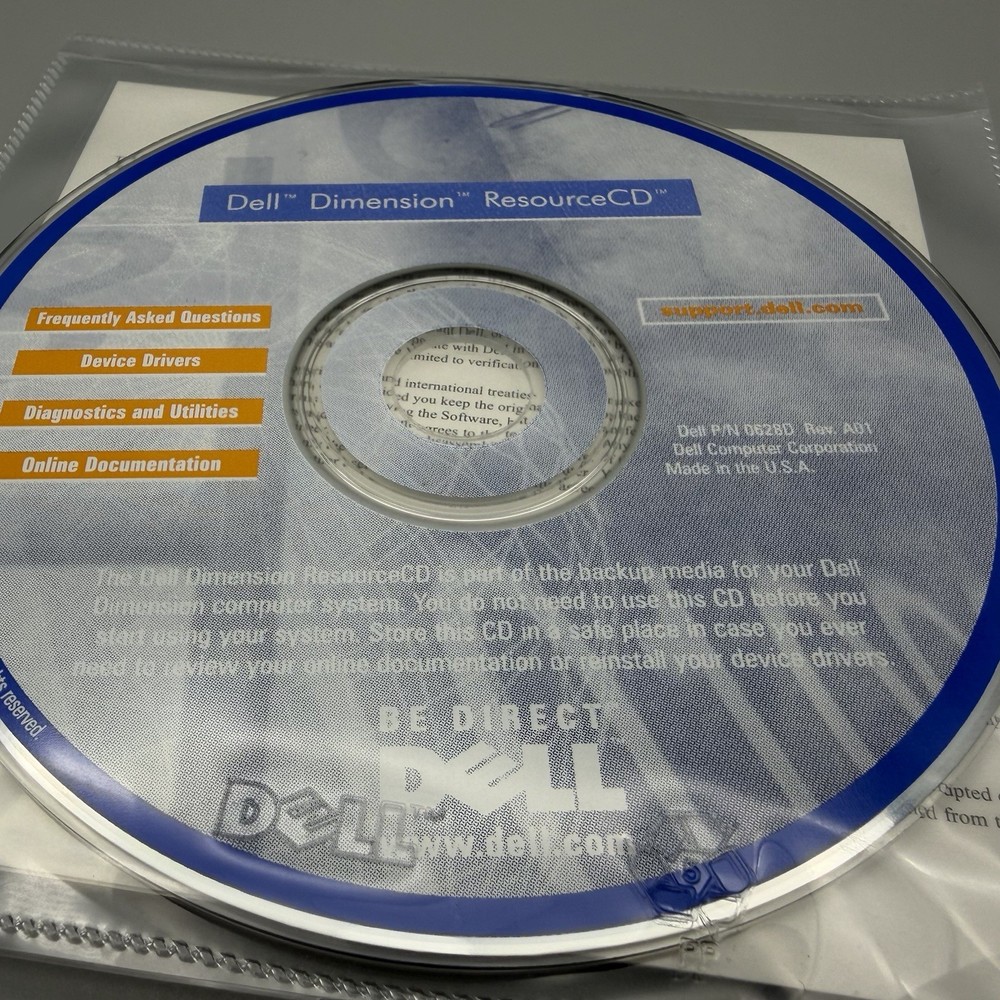 1999 Dell Dimension Resource CD Rom P/N 0628D OEM Software Drivers & Utilities