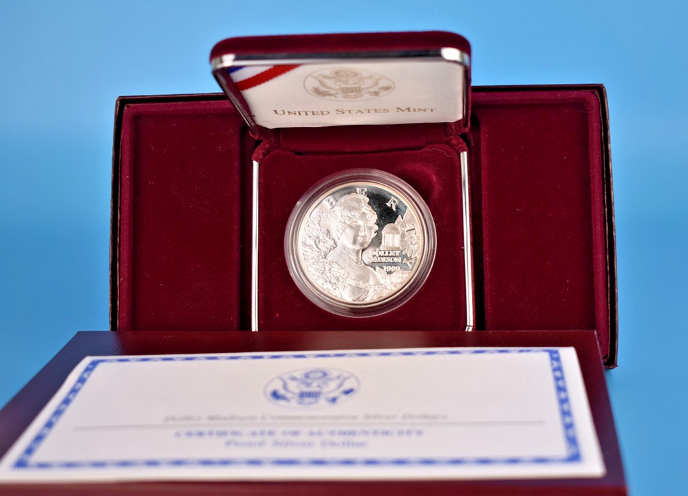 1999 Dolley Madison Silver Proof $1 Commem w/ Box & COA