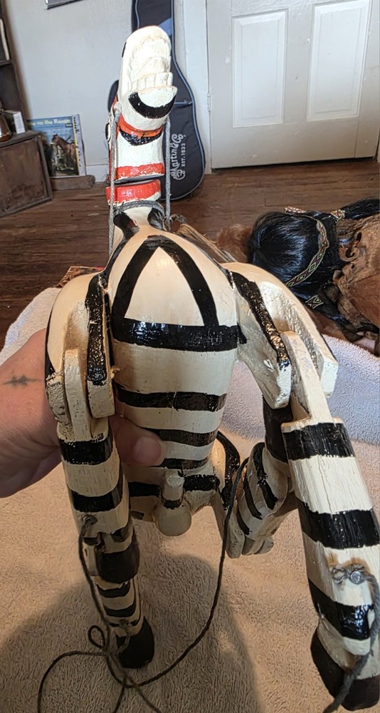 Marionette String Puppet Folk Art Zebra