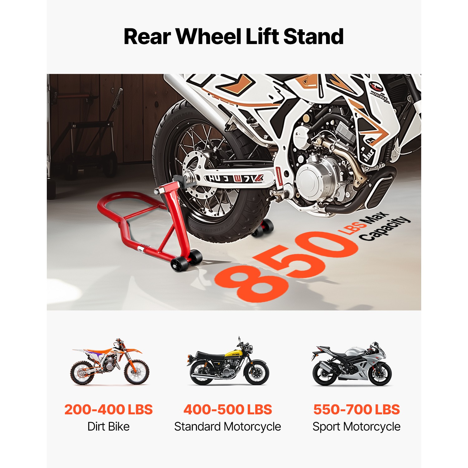 Motorcycle Stand Lift 850 lbs Rear Wheel Spoolift Paddock Swingarm Arm Red