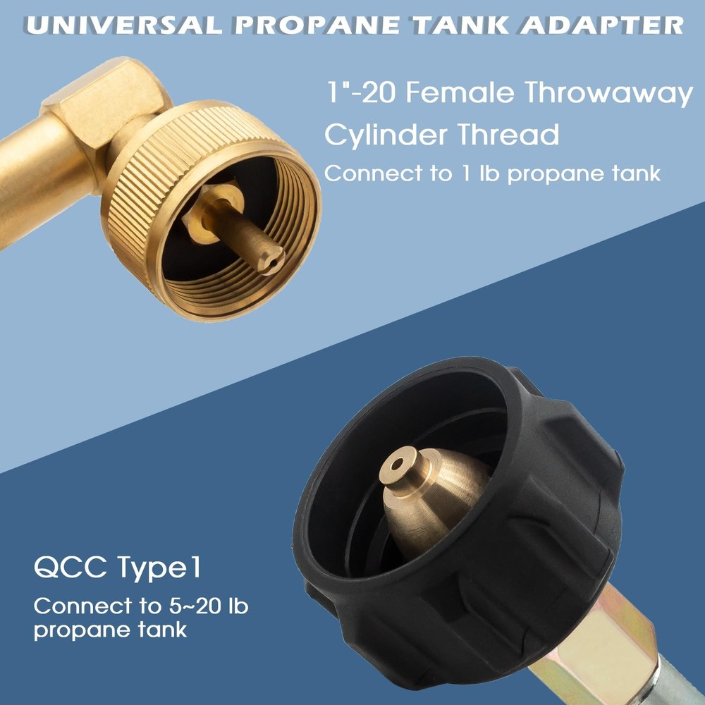 Propane Refill Adapter for 1 lb. Tanks, Leak-Proof Propane Refill Kit with 3 ...