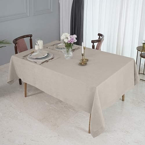Linen Tablecloth 60 x 120 Inch - 100% 120" x 60" (Rectangular) 02 - Natural