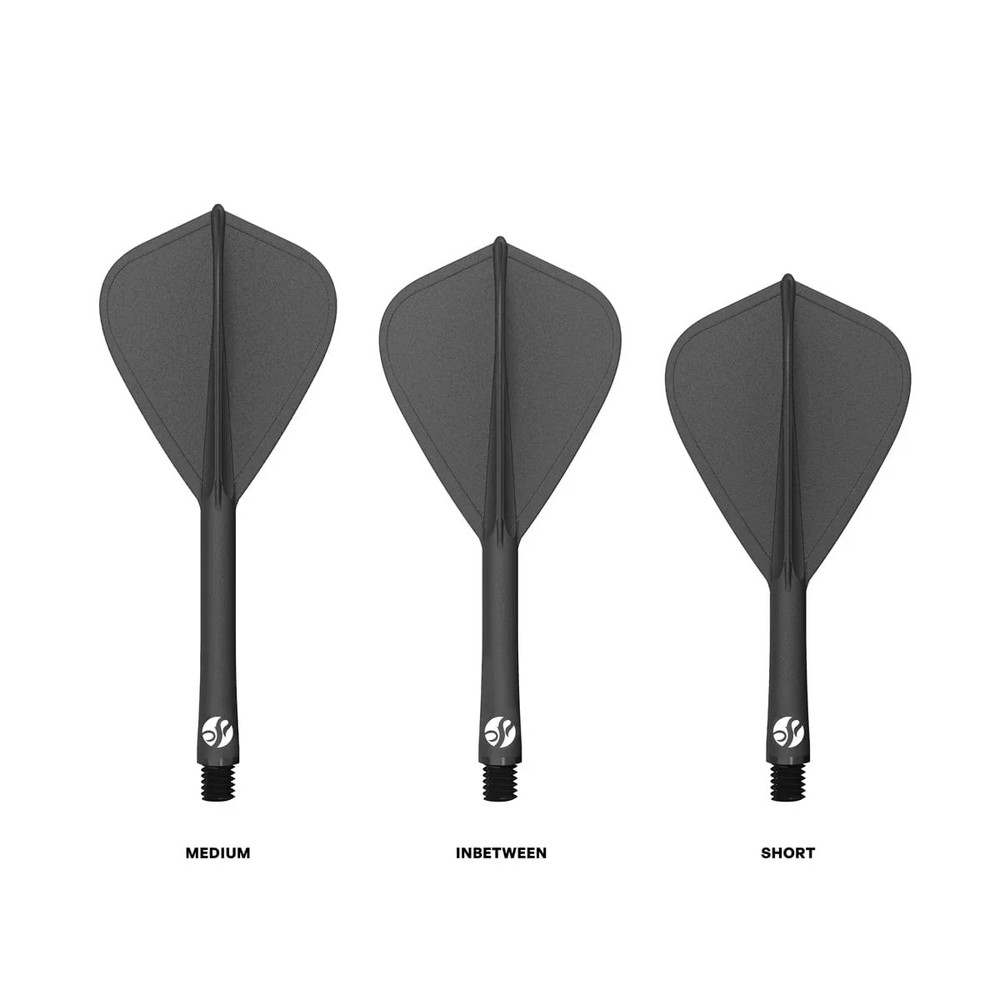 Shot Flight Deck One Piece Dart Flight & Shaft System - Kite - Black - InBetween