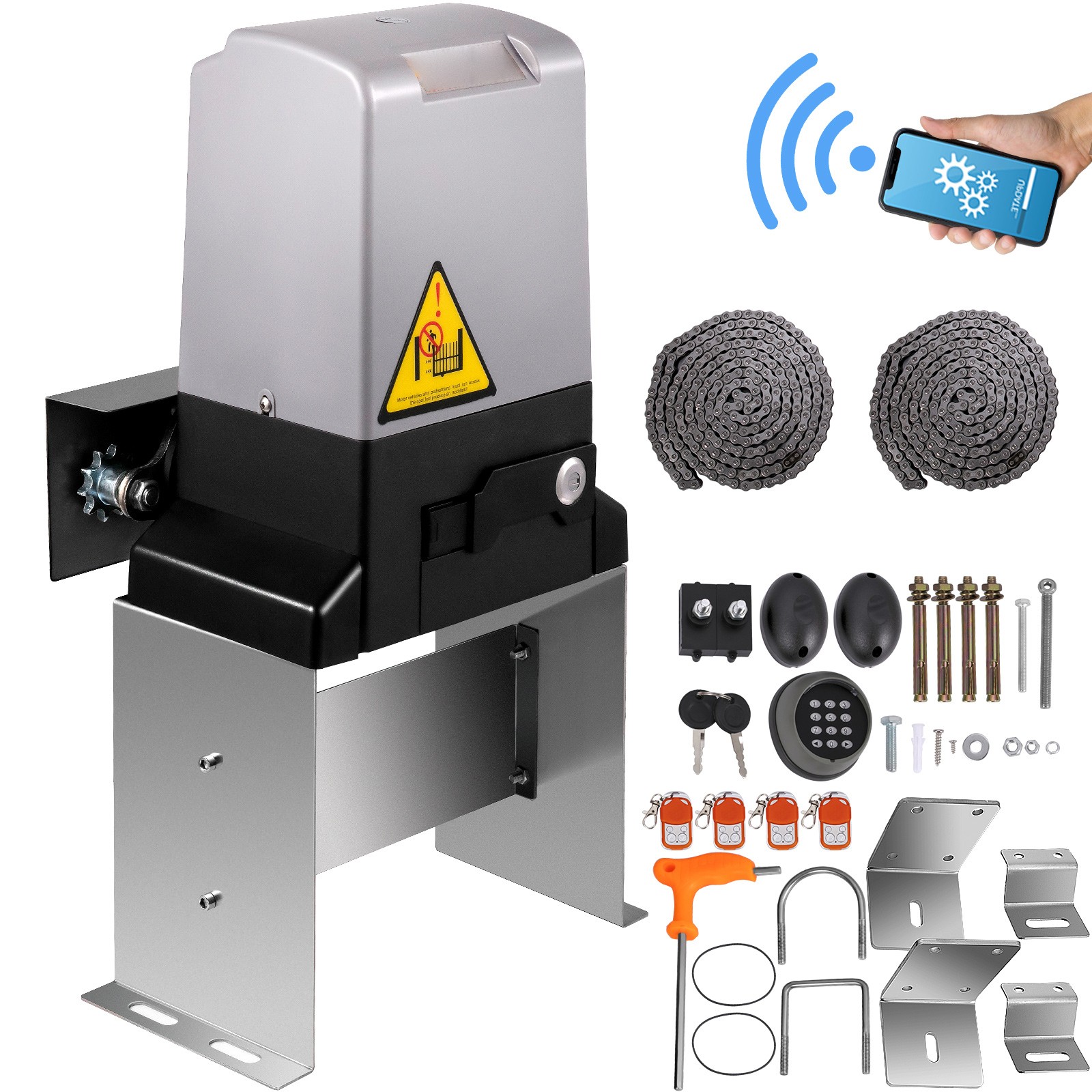 3300lbs Automatic Sliding Gate Opener Door Operator 4 Remote APP Control