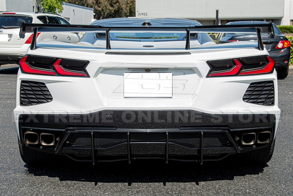 For 20-Up Corvette C8 Performance Style CARBON FLASH Rear Lower Diffuser Fin