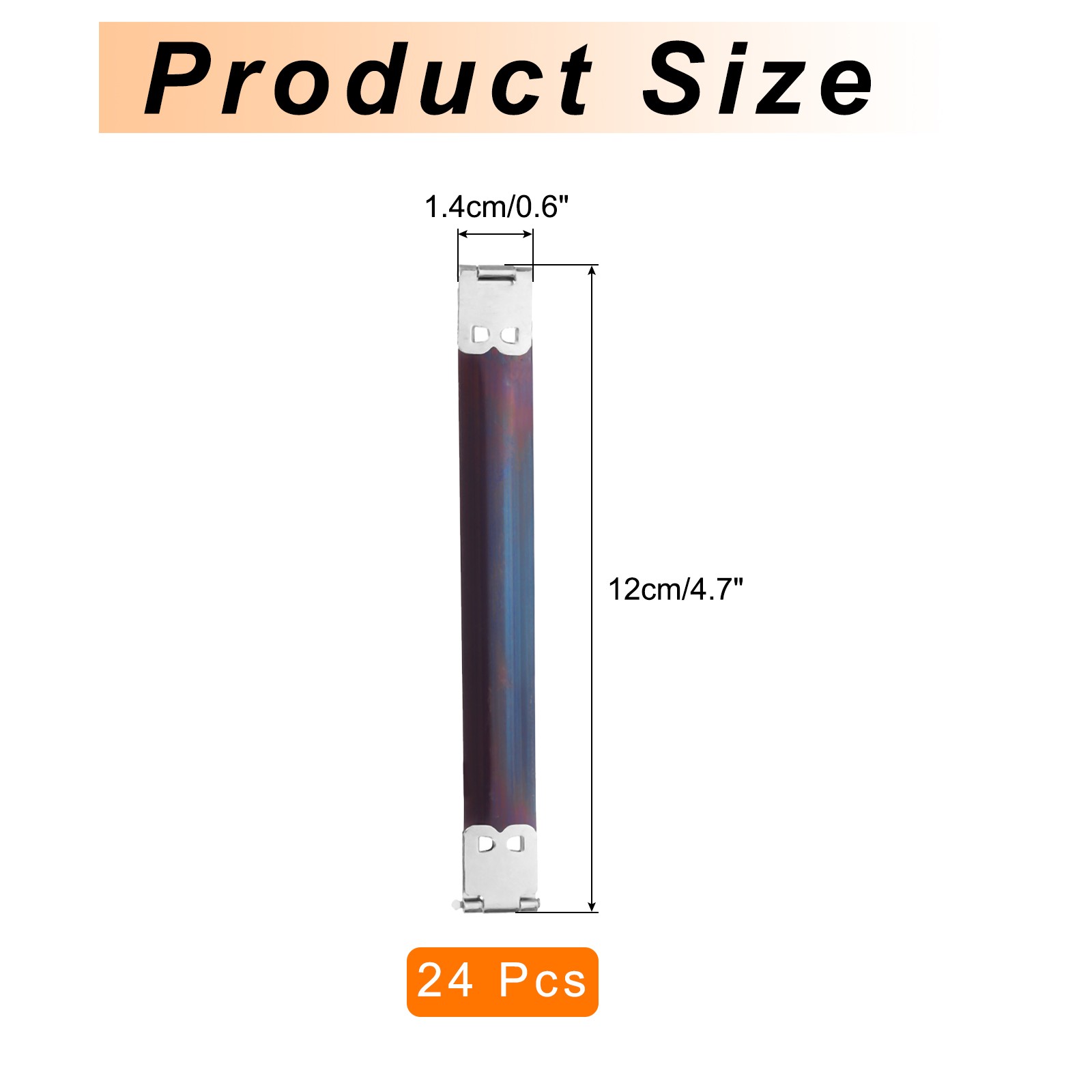 24Pcs Metal Internal Flex Frame,12cm/4.7" Coin Purse Frame Handbag Hinges Clip