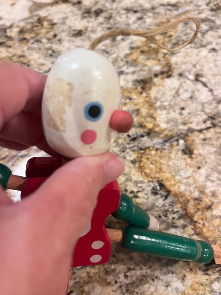 Vintage 40s Wooden Jumping jack Pull-string toy Hampelman
