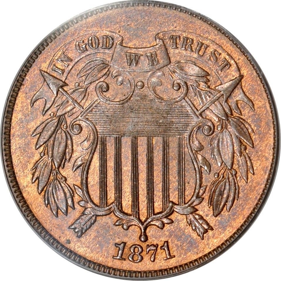 1871 2C DDO FS-103 PCGS MS64RB OGH