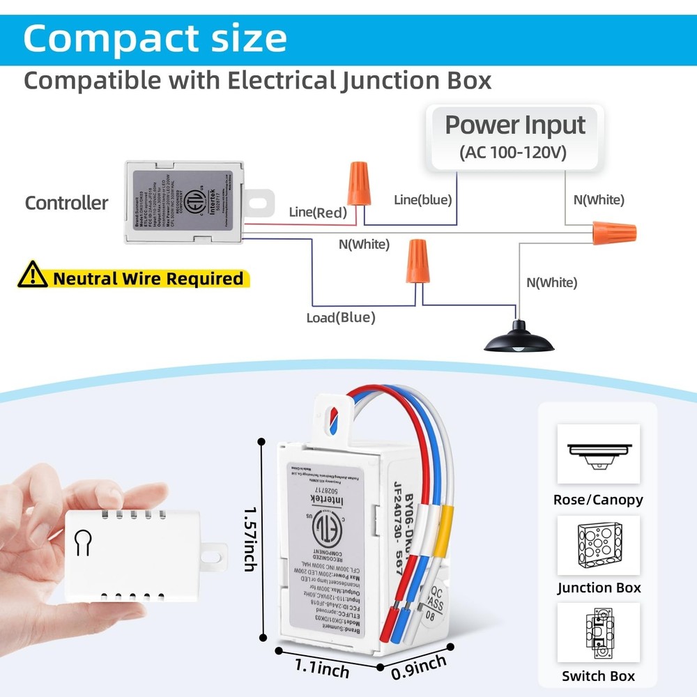 Wireless Dimmer Switch, 2 Remote Light and 1 Receiver kit, Work with Alexa Vo...