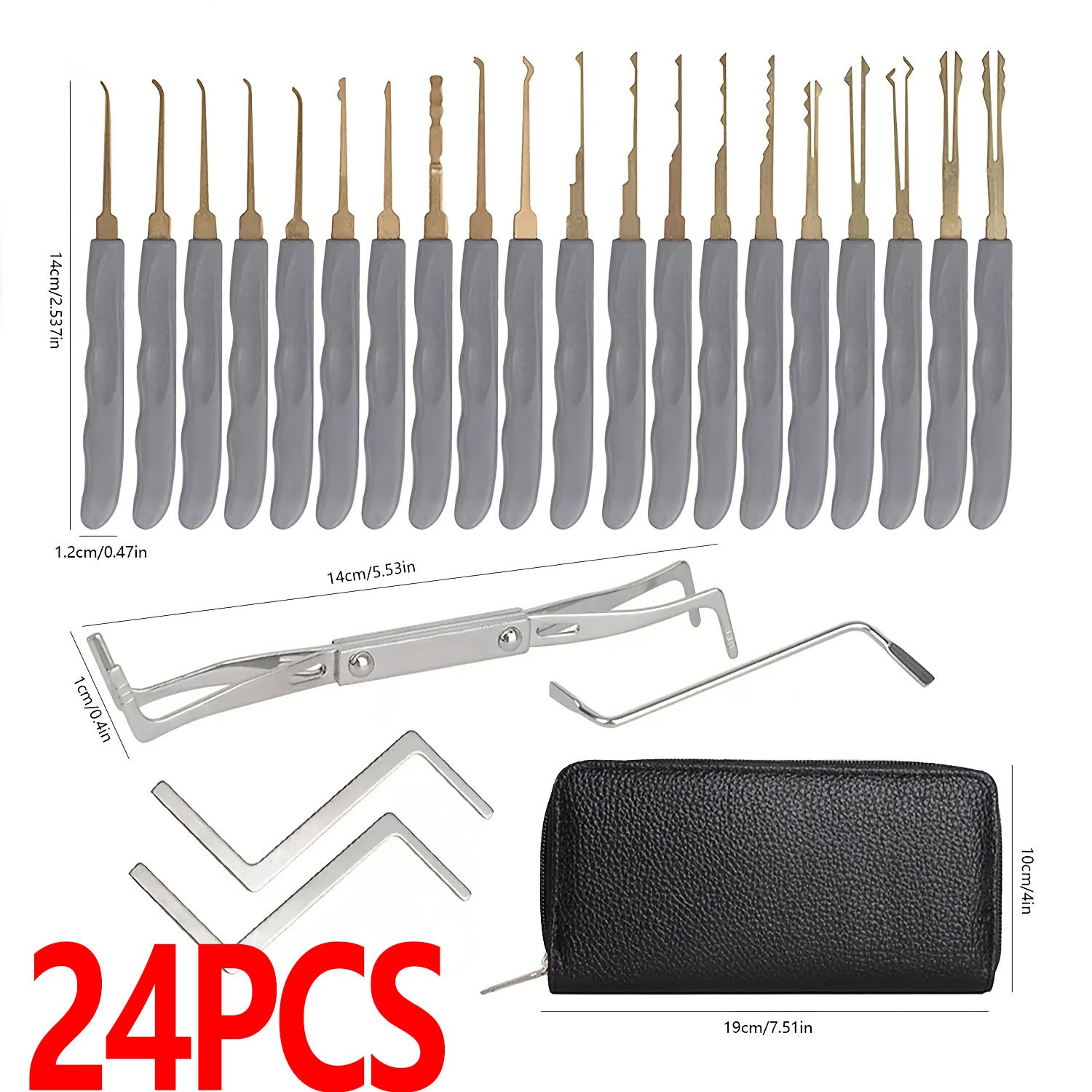 24PCS Broken Key Extractor Kit Lock Removal Tool Set Hooks Needles for Locksmi X