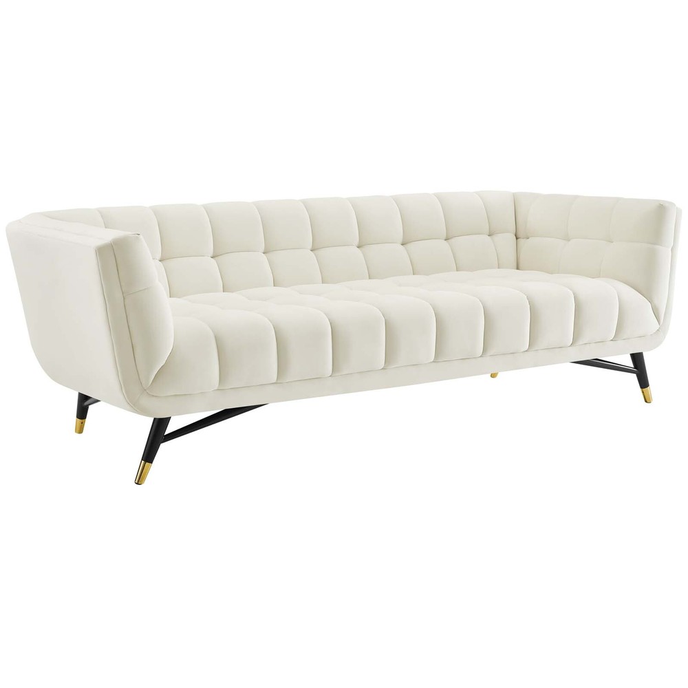Modway Adept Performance Velvet Sofa in Ivory