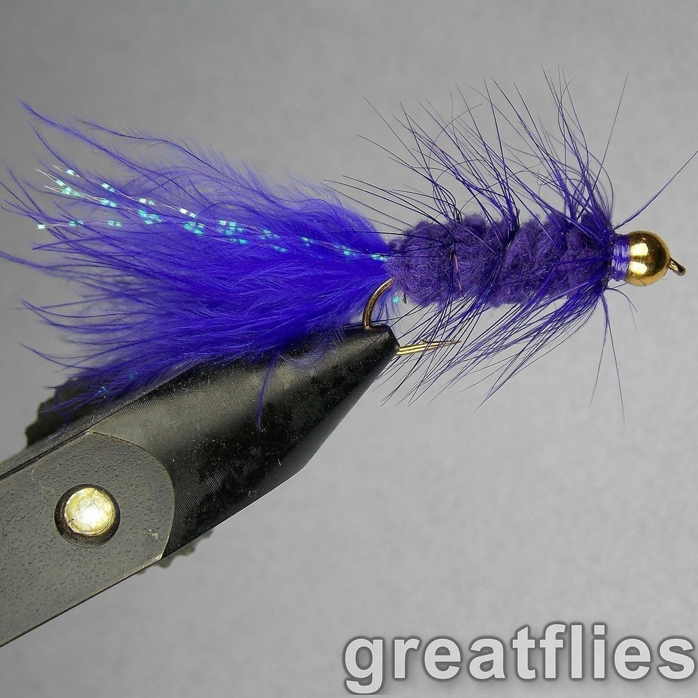 1 dozen (12) - Woolly Bugger - PURPLE - Bead Head
