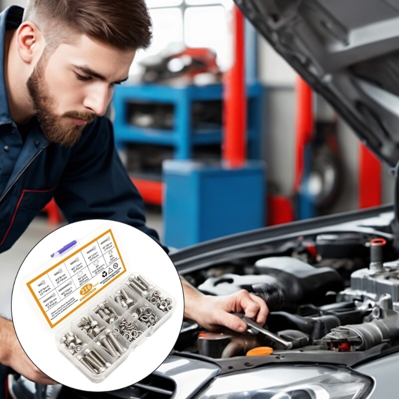 216Pcs Hexagon Socket Head Caps Screw with Flat & Lock Washers Enduring