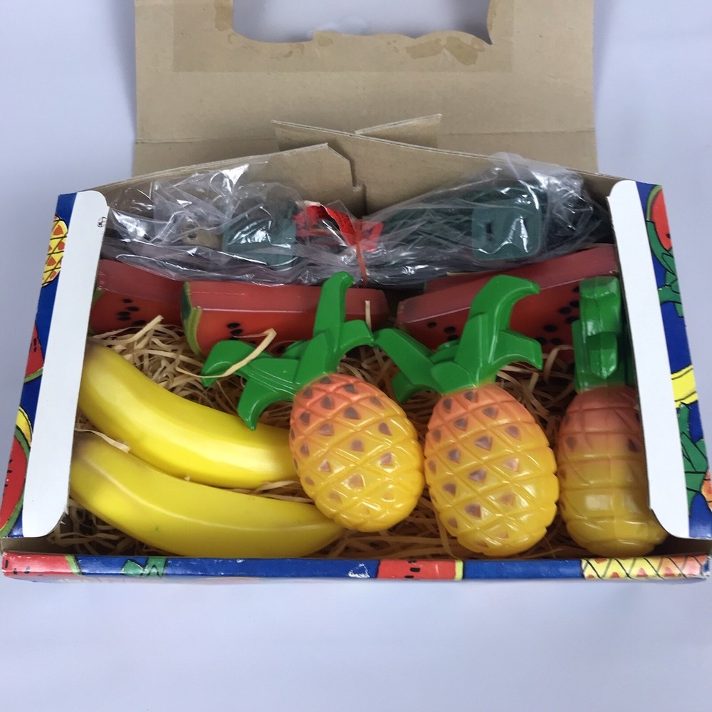 Vtg SLICE O LITE Blow Mold Tropical Fruit Party Patio String Light Set - Missing