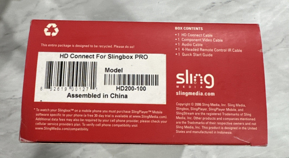 Slingbox Pro HD Connect Component Cable Model HD200-100 New Open Box 2006