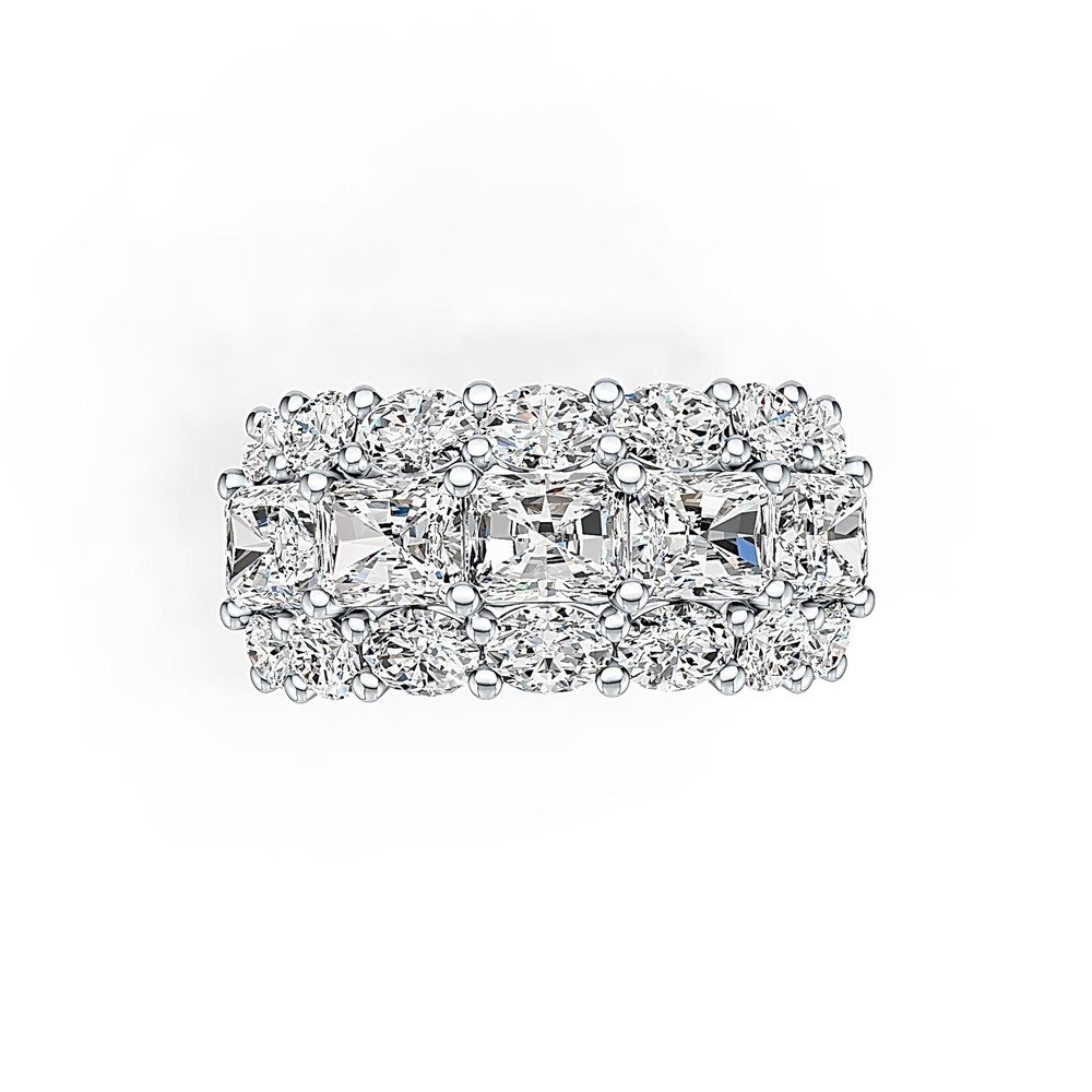 Sterling Silver Semi Mount Ring Setting Emerald OCT 5X4mm with White Topaz