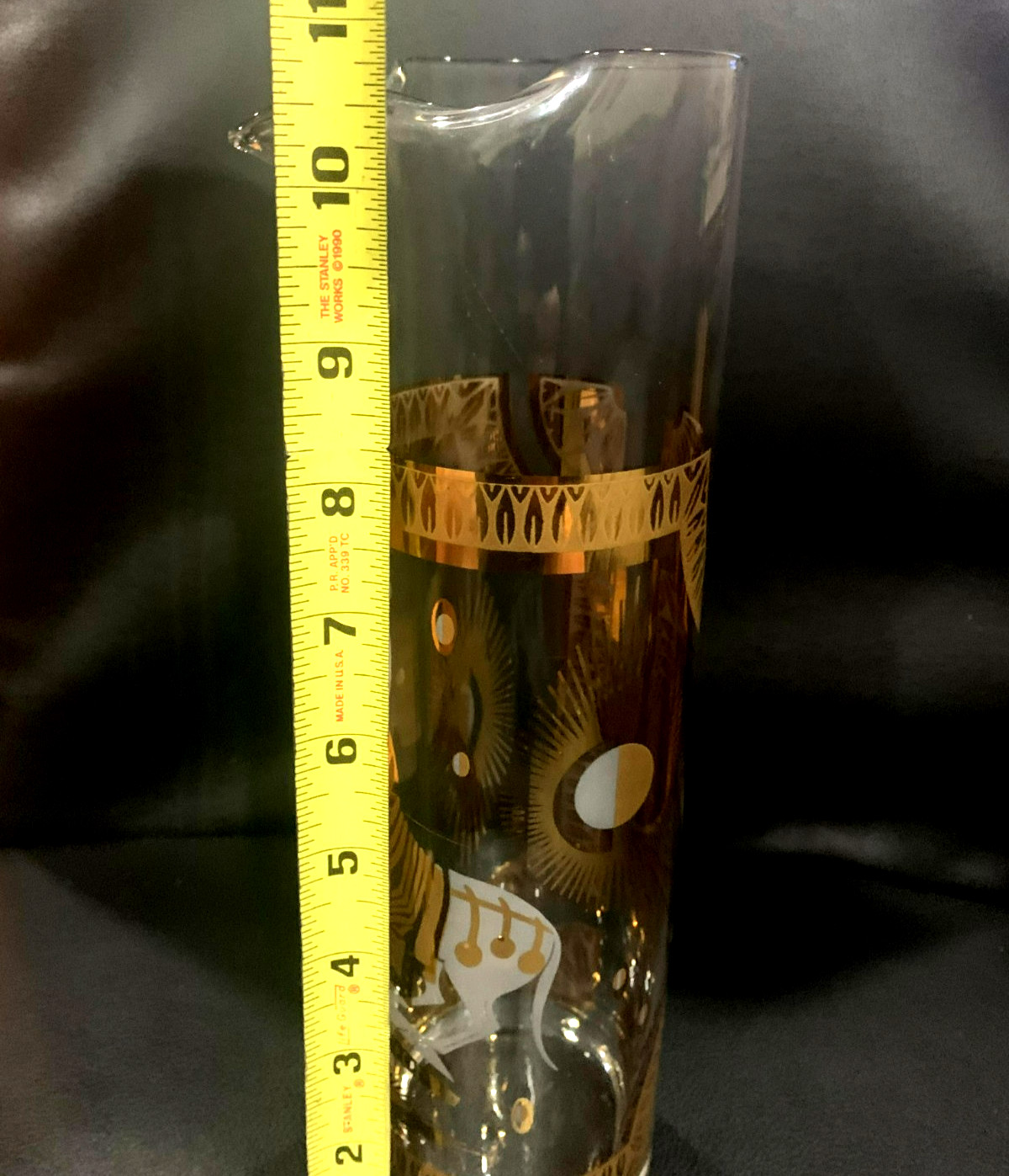 FRED PRESS 60's Martini Cocktail Pitcher w/White Trojan Horse Motif 10.5"