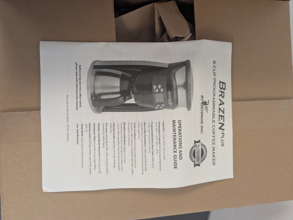 Behmor Brazen Plus 8-Cup Customizable Brew System - Parts Only - Good Condition