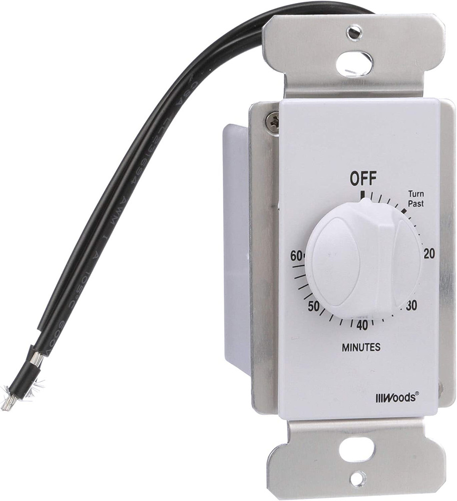 Woods 59717 In- Wall 60 Minute Spring Wound Timer, White