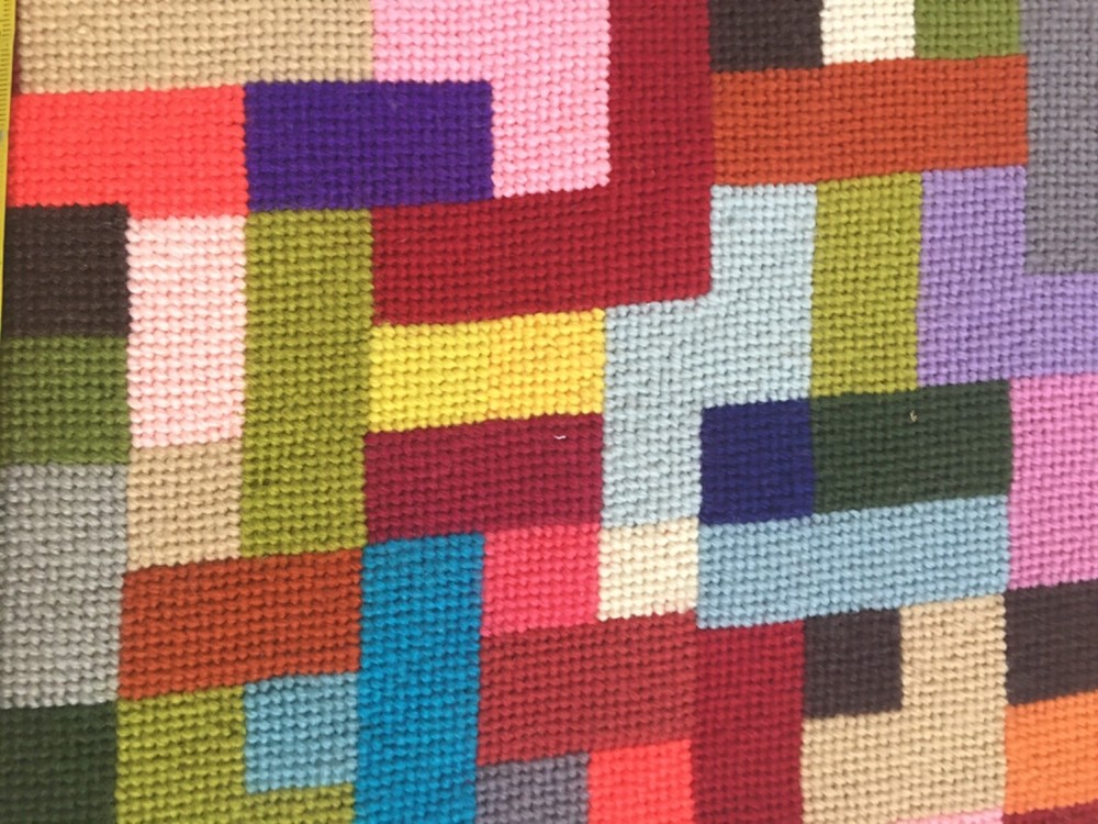 Finished Needlepoint Tetris Completed 15"x15"