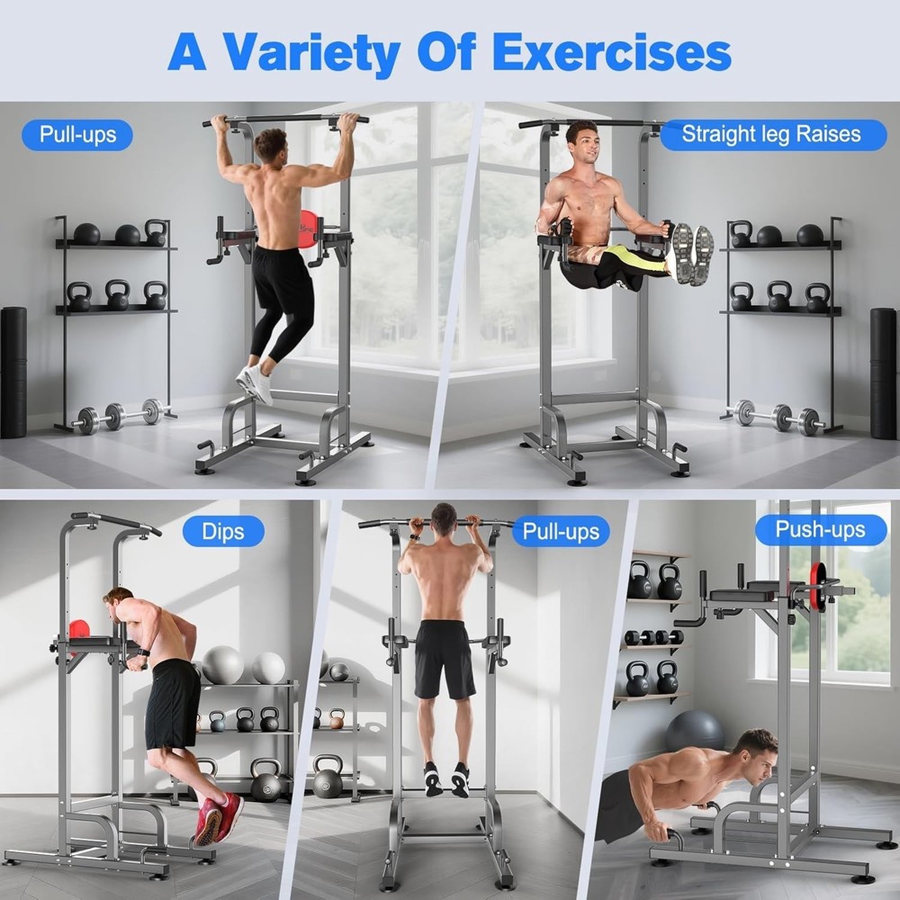 Sturdy Power Tower Pull Up Bar Station - Adjustable & Multi-Functional Fitness