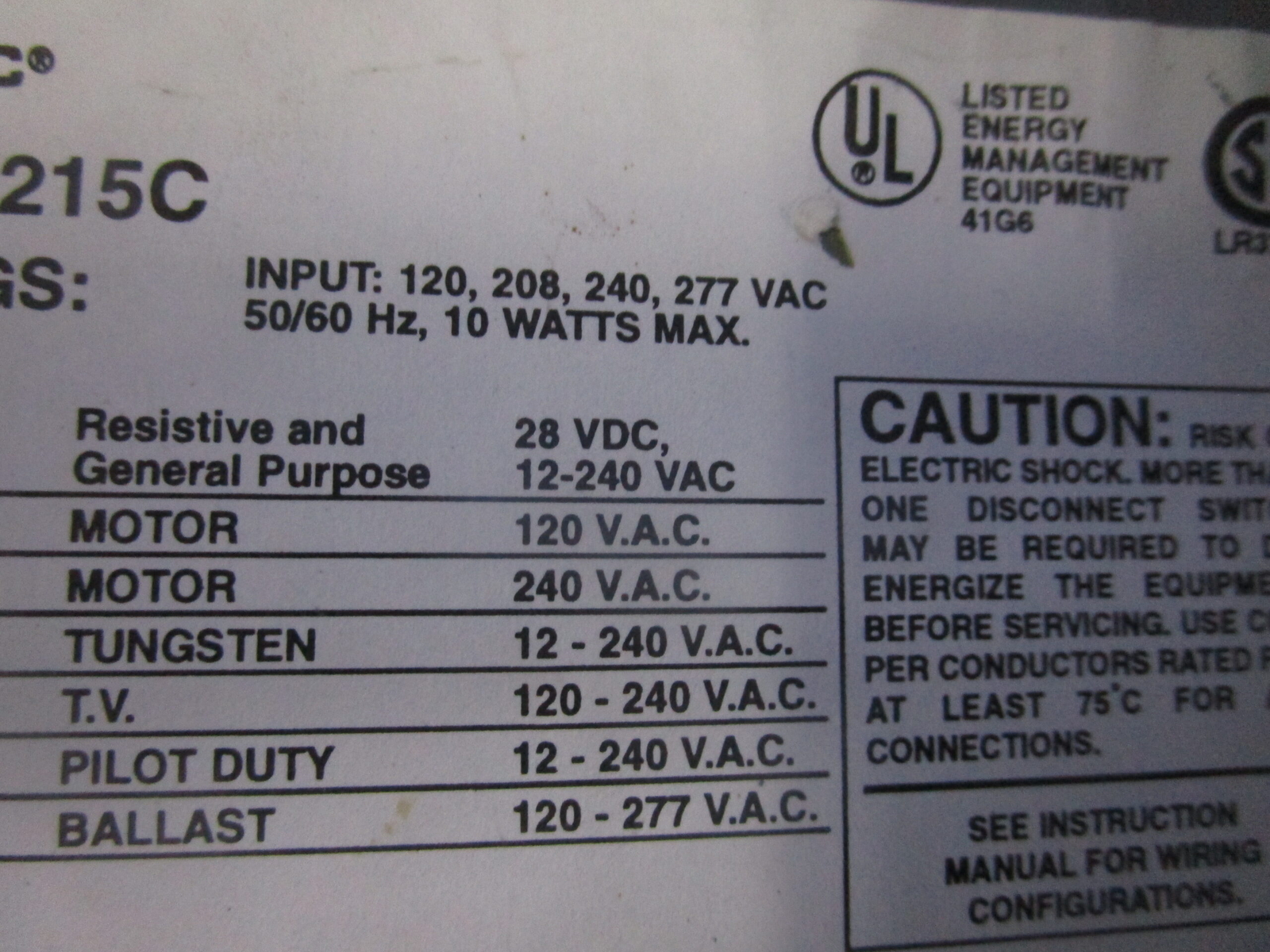INTERMATIC 24-HOUR TIME SWITCH ET70215C 20A 120-208-240-277VAC INPUT 10WATTS 1 Y
