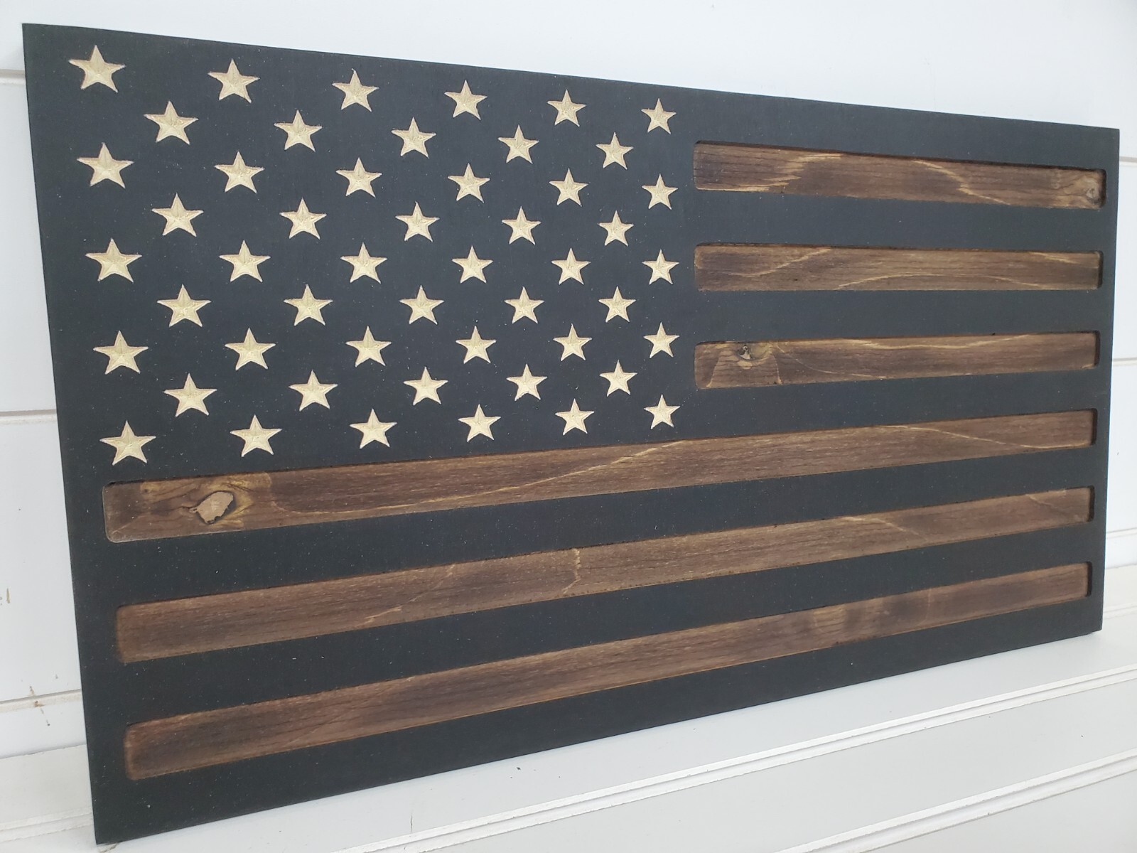 Dark Rustic | Hidden Gun Storage | Engraved American Concealment Flag | Safe