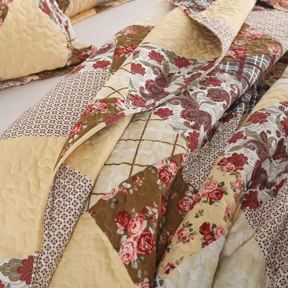 King Cotton Bedspread Quilt Sets Reversible Coverlet Sets