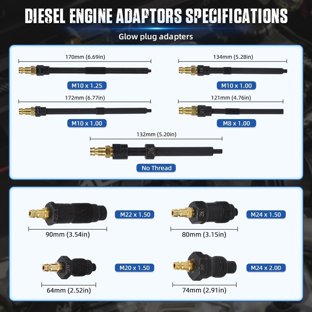 46PCS Compression and Leakage Test Kit Petrol & Diesel Compression Tester Kit...