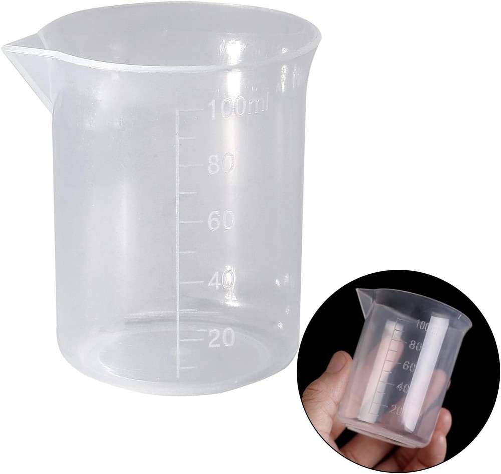 Versatile 3-Pack 100ml Plastic Beakers - Lightweight Measuring Cups for All Uses
