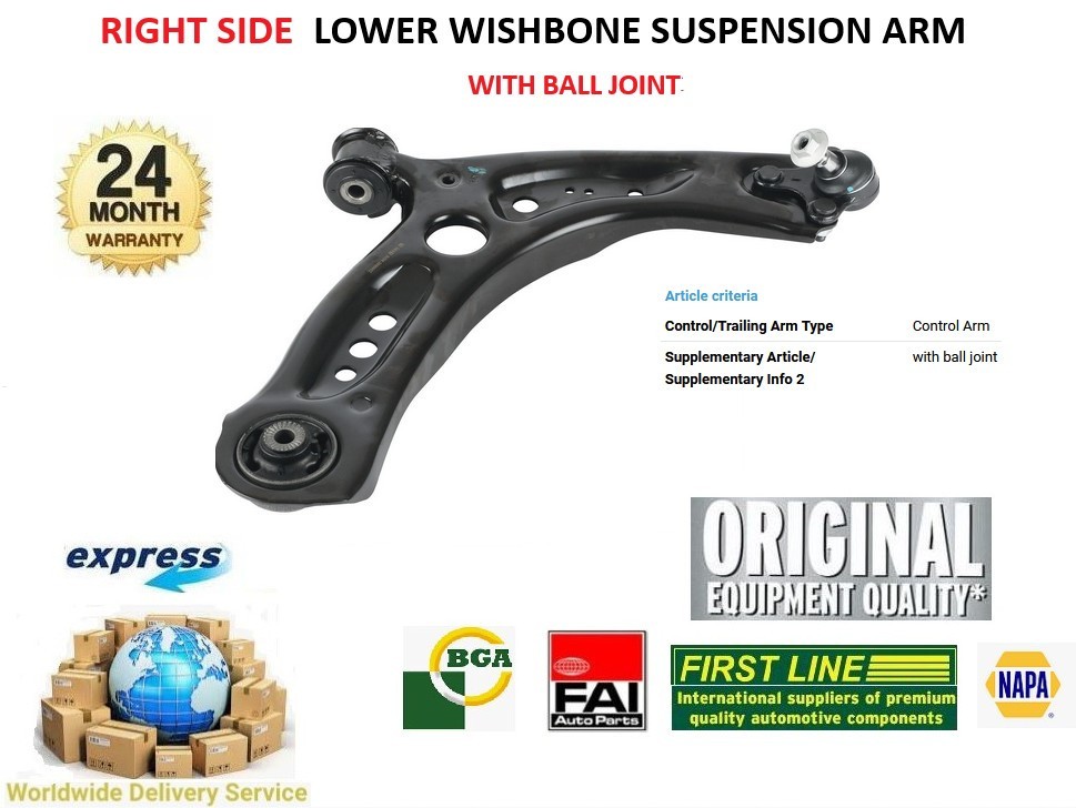 Front Right Lower CONTROL ARM for SEAT LEON 2.0 TSI 2018-on