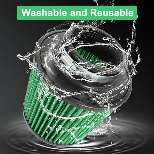 Cold Air Intake Filter High Performance Washable Filter Clamp-On Green