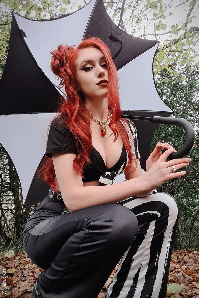 Funeral Procession Umbrella [BLACK/WHITE] Goth Emo Punk