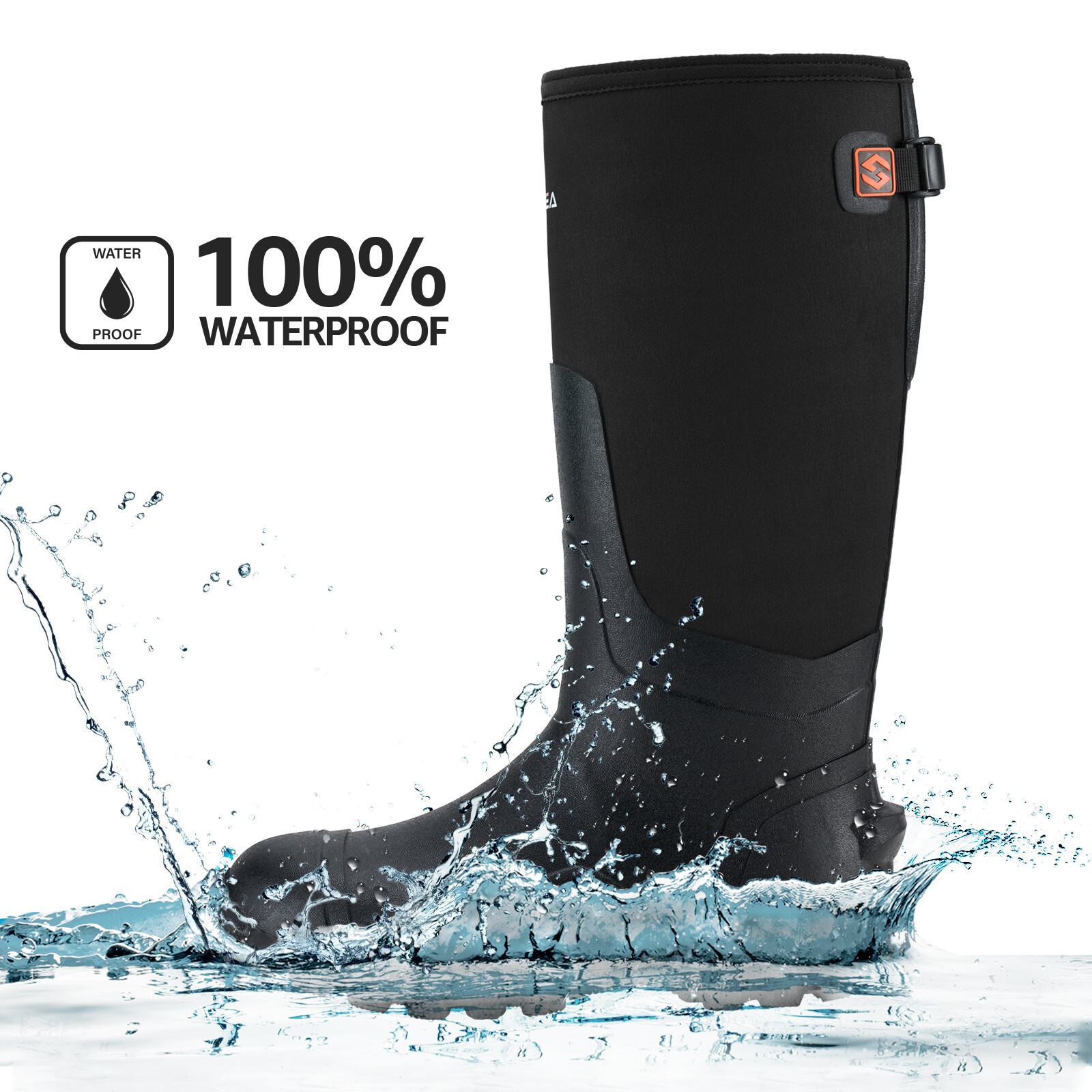 HISEA Men's Rain Boots Waterproof Insulated Fishing Hunting Farm Mud Work Boots